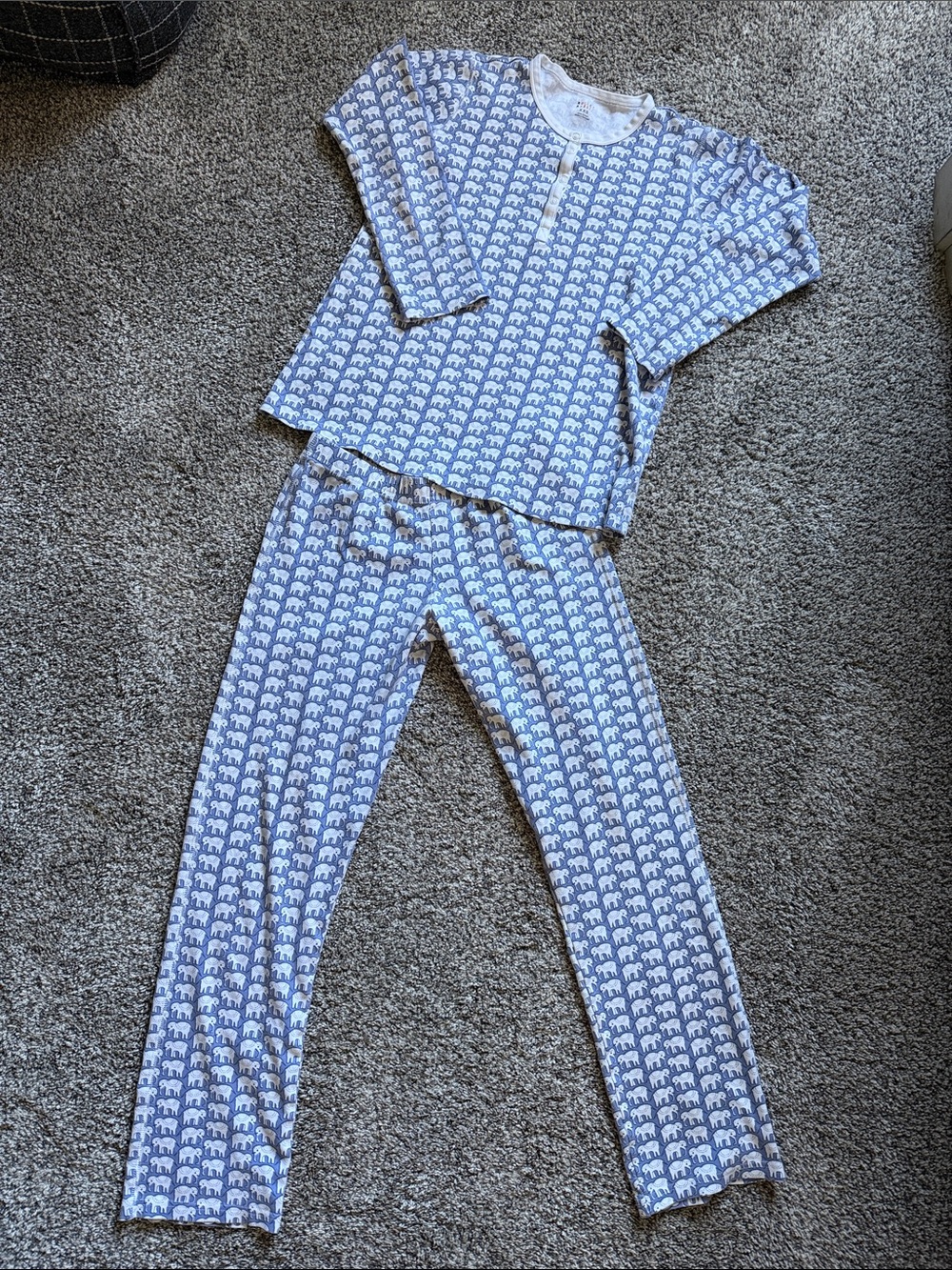 Roller Rabbit Light Blue Elephant Print Pajama Set